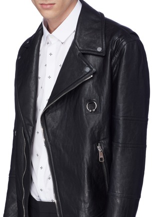 Detail View - Click To Enlarge - NEIL BARRETT - Piercing patch leather biker jacket