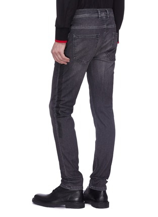 Back View - Click To Enlarge - NEIL BARRETT - Stripe outseam skinny jeans