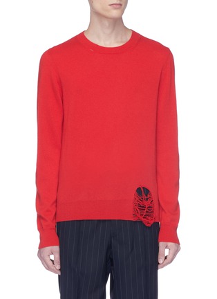 Main View - Click To Enlarge - MAISON MARGIELA - Distressed hem wool sweater