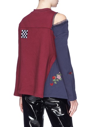 Back View - Click To Enlarge - GROUND ZERO - Mix appliqué cutout shoulder colourblock sweatshirt