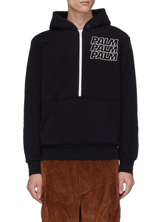 Main View - Click To Enlarge - PALM ANGELS - Logo print half-zip hoodie