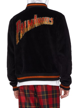Back View - Click To Enlarge - PALM ANGELS - Strass logo corduroy bomber jacket