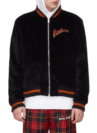 Main View - Click To Enlarge - PALM ANGELS - Strass logo corduroy bomber jacket