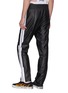 Back View - Click To Enlarge - PALM ANGELS - Stripe outseam pintucked leather track pants