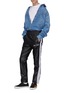 Figure View - Click To Enlarge - PALM ANGELS - Stripe outseam pintucked leather track pants