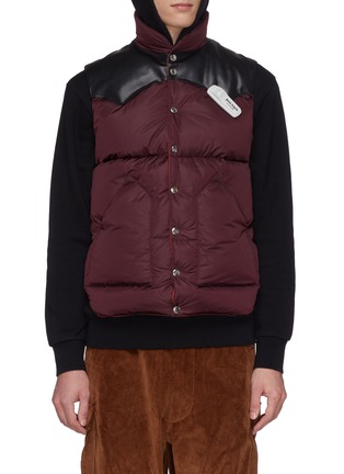 Main View - Click To Enlarge - PALM ANGELS - Leather yoke down puffer vest