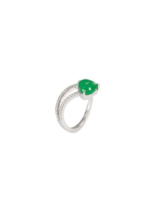 Figure View - Click To Enlarge - SAMUEL KUNG - Diamond jadeite 18k white gold wavy ring