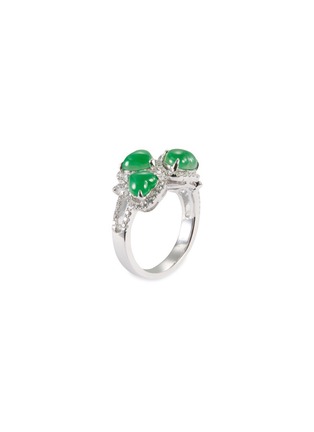 Figure View - Click To Enlarge - SAMUEL KUNG - Diamond jade heart charm 18k white gold ring
