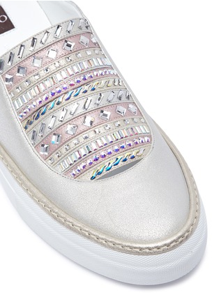Detail View - Click To Enlarge - RODO - Strass embellished leather slide sneakers