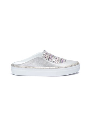 Main View - Click To Enlarge - RODO - Strass embellished leather slide sneakers