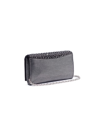 Detail View - Click To Enlarge - RODO - Strass embellished satin and lamé foldover clutch
