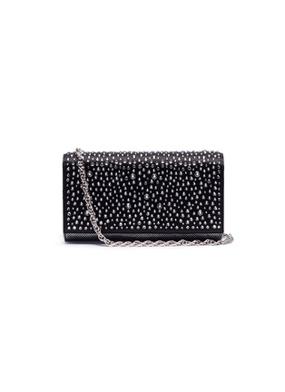 Main View - Click To Enlarge - RODO - Strass embellished satin and lamé foldover clutch
