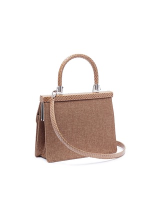 Detail View - Click To Enlarge - RODO - Snakeskin leather flap basketweave bag