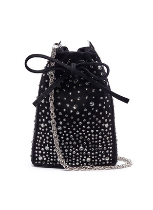 Main View - Click To Enlarge - RODO - Strass embellished suede bucket bag