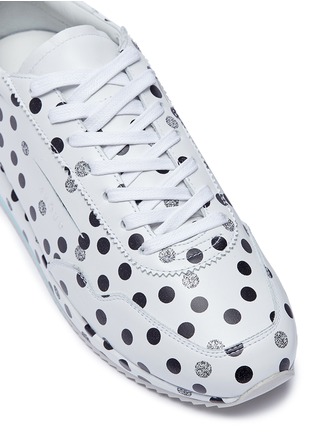 Detail View - Click To Enlarge - GHŌUD - Slit quarter polka dot print leather sneakers