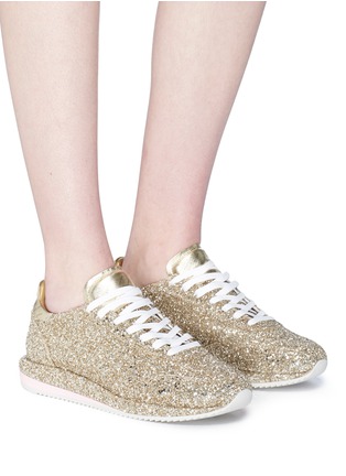 Figure View - Click To Enlarge - GHŌUD - Slit quarter glitter sneakers