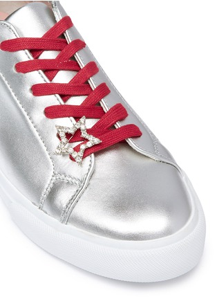 Detail View - Click To Enlarge - PEDDER RED - 'Jody' star pin metallic leather sneakers