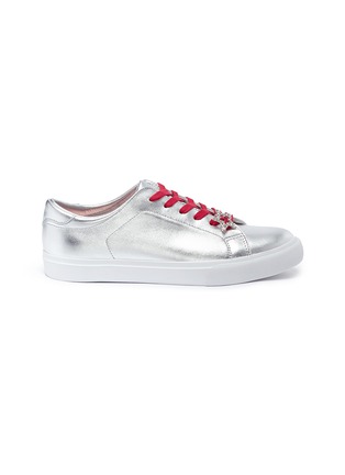 Main View - Click To Enlarge - PEDDER RED - 'Jody' star pin metallic leather sneakers