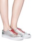 Figure View - Click To Enlarge - PEDDER RED - 'Jody' star pin metallic leather sneakers