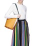 Front View - Click To Enlarge - DANSE LENTE - 'Mini Lorna' keyhole strap colourblock leather bucket bag