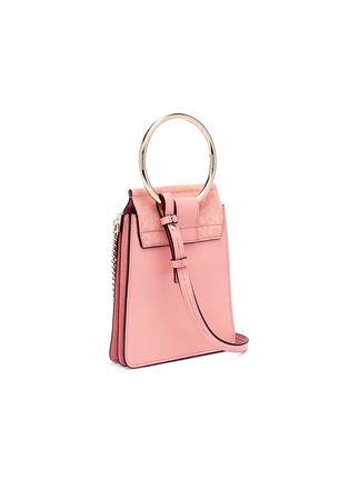 Detail View - Click To Enlarge - CHLOÉ - 'Faye' small suede flap leather bracelet bag