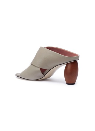 Detail View - Click To Enlarge - PEDDER RED - 'Adela' sculptural heel cross strap leather mule sandals