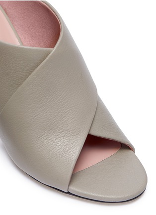 Detail View - Click To Enlarge - PEDDER RED - 'Adela' sculptural heel cross strap leather mule sandals