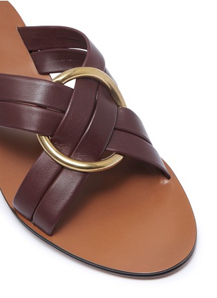 Detail View - Click To Enlarge - CHLOÉ - 'Rony' oversized ring cross strap leather sandals
