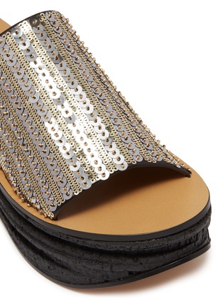 Detail View - Click To Enlarge - CHLOÉ - 'Camille' cork wedge sequin sandals