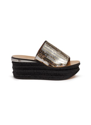 Main View - Click To Enlarge - CHLOÉ - 'Camille' cork wedge sequin sandals