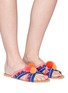 Figure View - Click To Enlarge - FIGUE SHOES - 'Nilu' pompom embroidered cross strap slide sandals