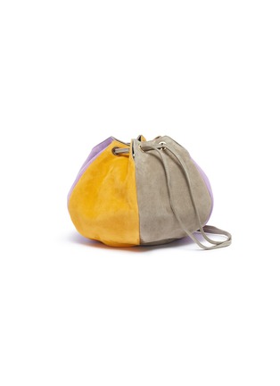 Detail View - Click To Enlarge - CREATURES OF COMFORT - 'Puff Drawstring' suede colourblock bag