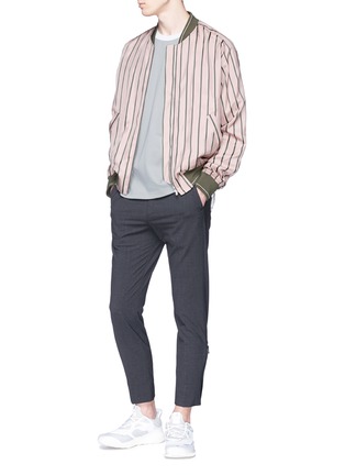 Figure View - Click To Enlarge - SOLID HOMME - Pinstripe bomber jacket