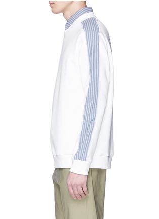 Detail View - Click To Enlarge - SOLID HOMME - Stripe panel layered collar sweatshirt