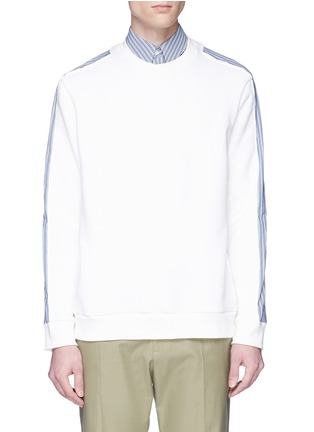 Main View - Click To Enlarge - SOLID HOMME - Stripe panel layered collar sweatshirt