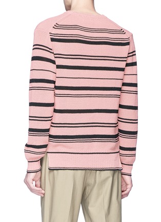 Back View - Click To Enlarge - SOLID HOMME - Mix stripe sweater