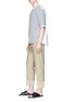 Figure View - Click To Enlarge - SOLID HOMME - Stripe panel layered sleeve piqué T-shirt
