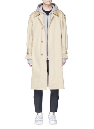 Main View - Click To Enlarge - SOLID HOMME - Two-in-one trench coat and zip hoodie