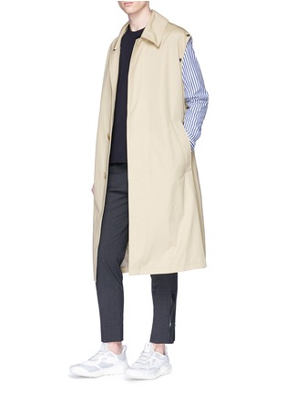 Figure View - Click To Enlarge - SOLID HOMME - Two-in-one trench coat and zip hoodie