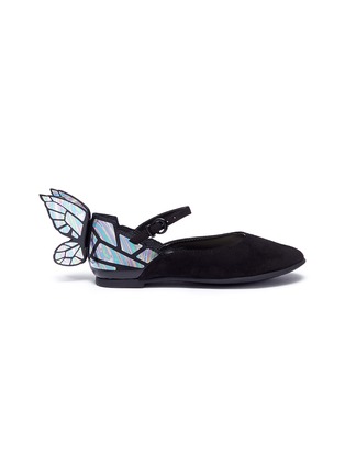 Main View - Click To Enlarge - SOPHIA WEBSTER - 'Chiara Mini' holographic butterfly suede toddler Mary Jane flats