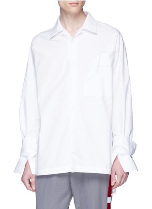 Detail View - Click To Enlarge - 10025 - Drawstring outseam layered cuff unisex shirt