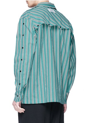 - 10025 - Button placket sleeve unisex stripe shirt