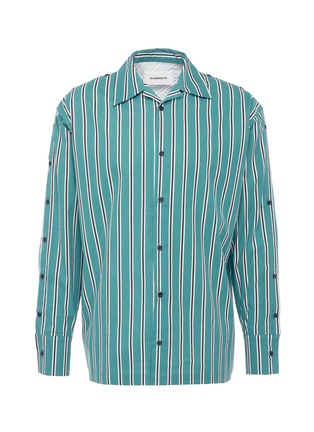 Main View - Click To Enlarge - 10025 - Button placket sleeve unisex stripe shirt