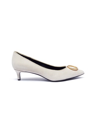 Main View - Click To Enlarge - STELLA LUNA - Metal ring suede pumps