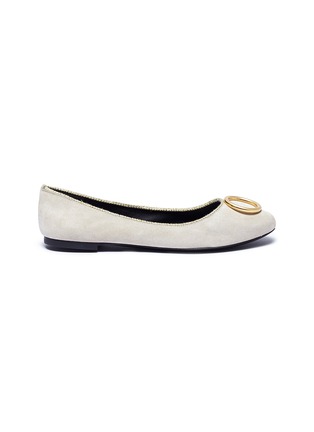 Main View - Click To Enlarge - STELLA LUNA - Metal ring suede ballerina flats