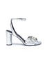 Main View - Click To Enlarge - STELLA LUNA - Metal ring ruched snake embossed leather sandals