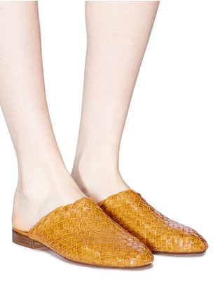 Figure View - Click To Enlarge - FABIO RUSCONI - 'Minnie' basketweave leather slides