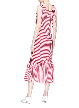 Figure View - Click To Enlarge - MAGGIE MARILYN - Ruffle stripe silk satin midi dress
