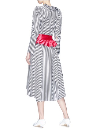 Figure View - Click To Enlarge - MAGGIE MARILYN - Ruffle satin sash stripe shirt dress