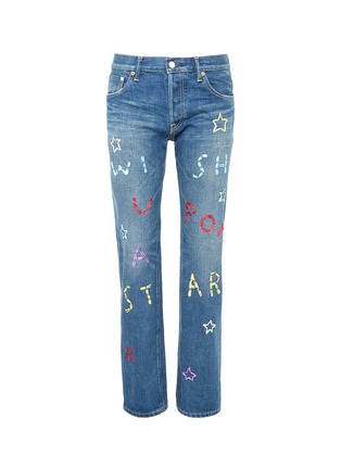 Main View - Click To Enlarge - 73115 - 'Wish upon a Star' slogan embroidered jeans